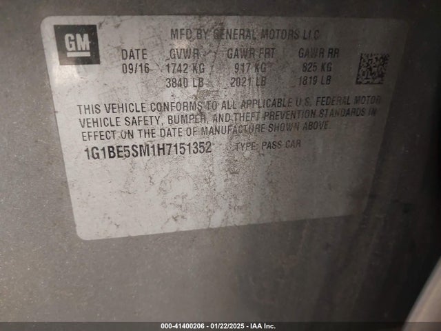 1G1BE5SM1H7151352 Chevrolet Cruze Lt Auto