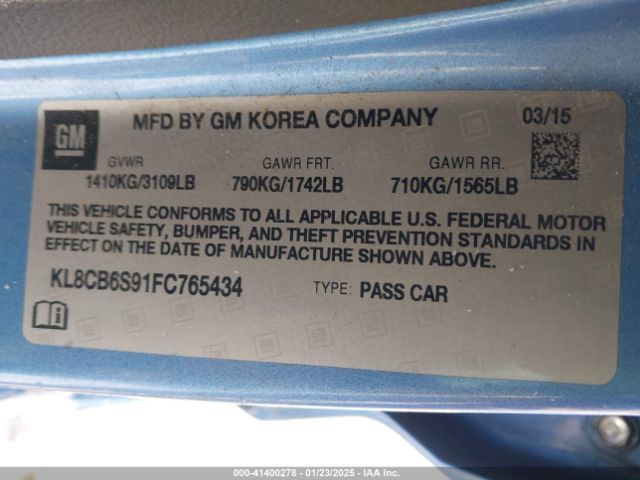 KL8CB6S91FC765434 Chevrolet Spark Ls Cvt