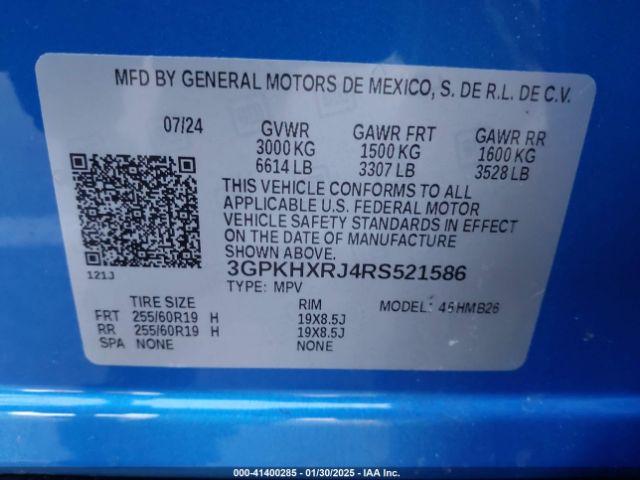 3GPKHXRJ4RS521586 Honda Prologue Touring