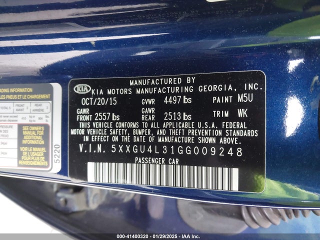 KIA OPTIMA EX 2016 5XXGU4L31GG009248 Image 9