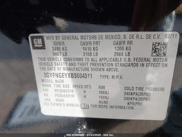 2011 CADILLAC SRX 3GYFNGEYXBS604311 Photo 8