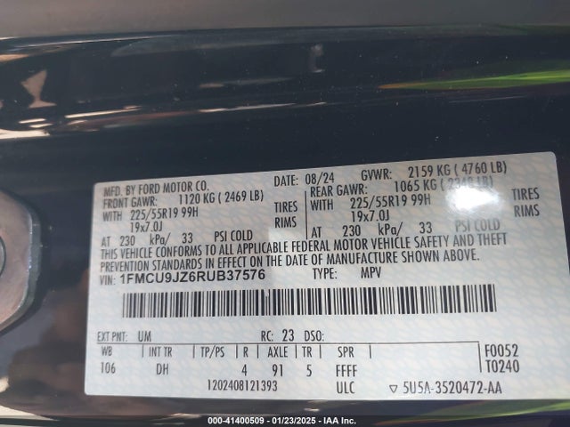 1FMCU9JZ6RUB37576 Ford Escape Platinum