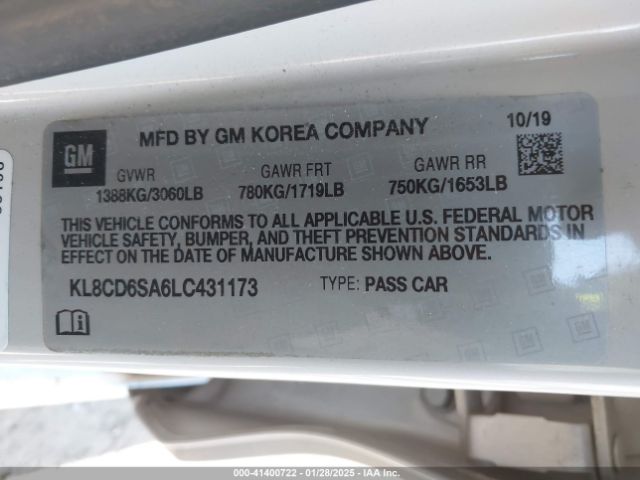 KL8CD6SA6LC431173 Chevrolet Spark Fwd 1lt Automatic