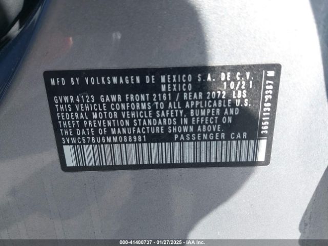 3VWC57BU6MM088981 Volkswagen Jetta 1.4t R-line/1.4t S/1.4t Se