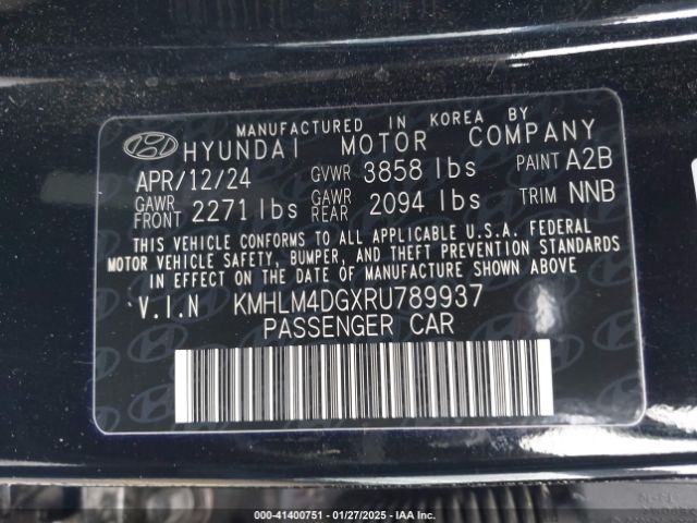 KMHLM4DGXRU789937 Hyundai ELANTRA SEL