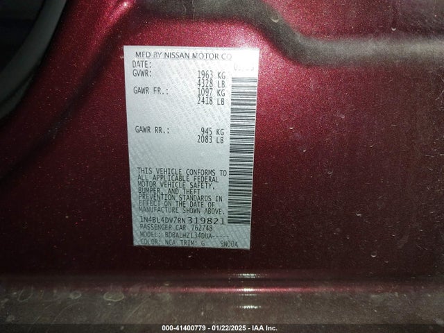 Nissan Altima Sv Fwd 2024 1N4BL4DV7RN319821 Image 9