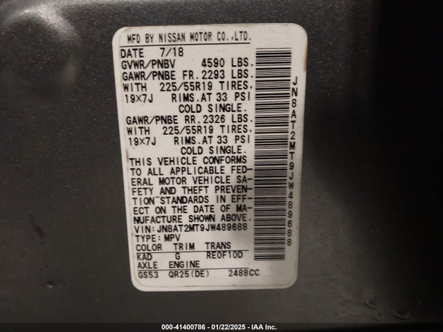 Nissan Rogue Sl 2018 JN8AT2MT9JW489688 Image 9