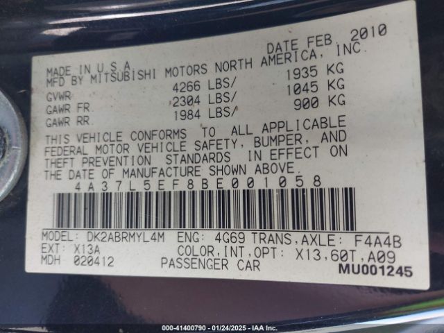 2011 MITSUBISHI ECLIPSE SPYDER 4A37L5EF8BE001058 Photo 8