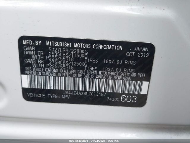 2020 MITSUBISHI OUTLANDER JA4JZ4AX8LZ013487 Photo 8