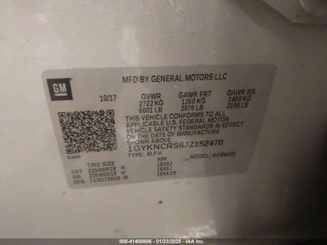 1GYKNCRS6JZ152470 Cadillac XT5 LUXURY