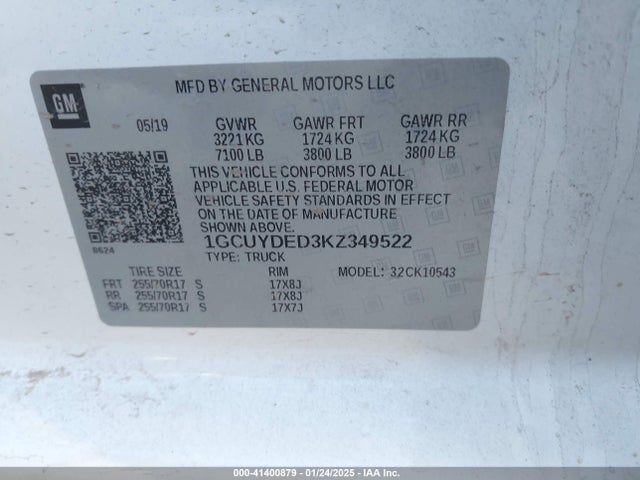 1GCUYDED3KZ349522 Chevrolet Silverado 1500 Lt