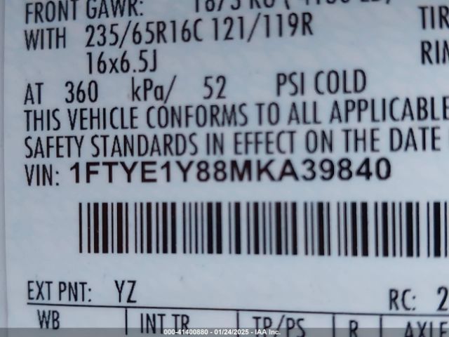 1FTYE1Y88MKA39840 Ford Transit-150