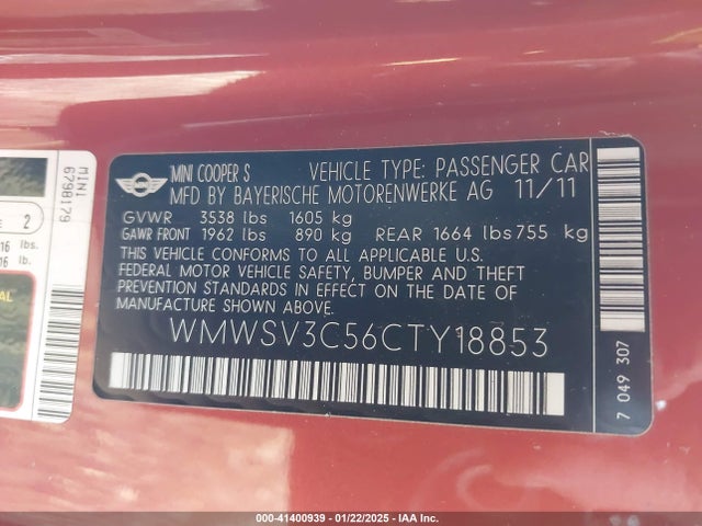 2012 MINI COOPER S WMWSV3C56CTY18853 Photo 8