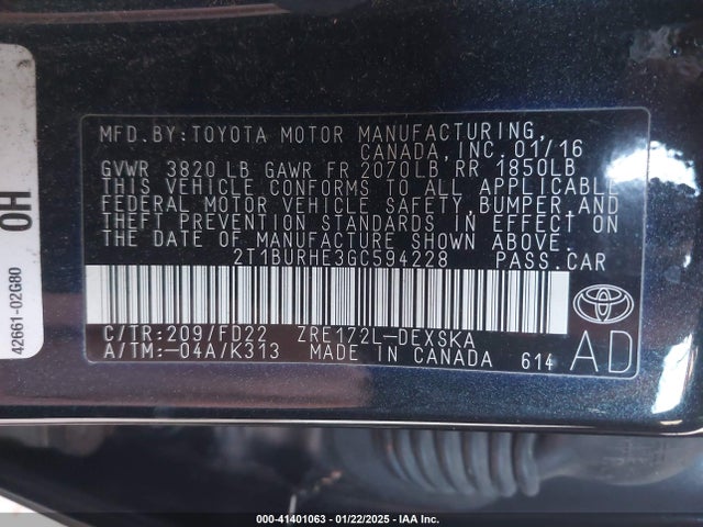 Toyota Corolla S Plus 2016 2T1BURHE3GC594228 Image 9