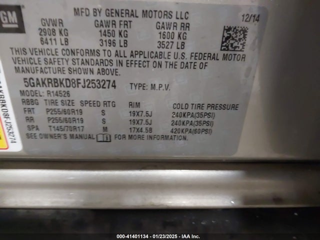 Buick Enclave Leather 2015 5GAKRBKD8FJ253274 Image 9