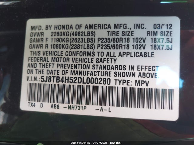 Продажа на аукционе авто 2013 Acura Rdx, vin: 5J8TB4H52DL000280, номер лота: 41401185
