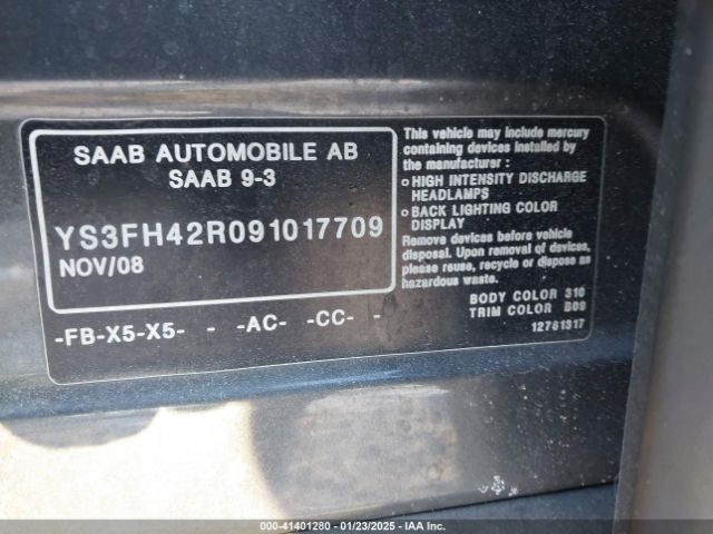2009 SAAB 9-3 YS3FH42R091017709 Photo 8