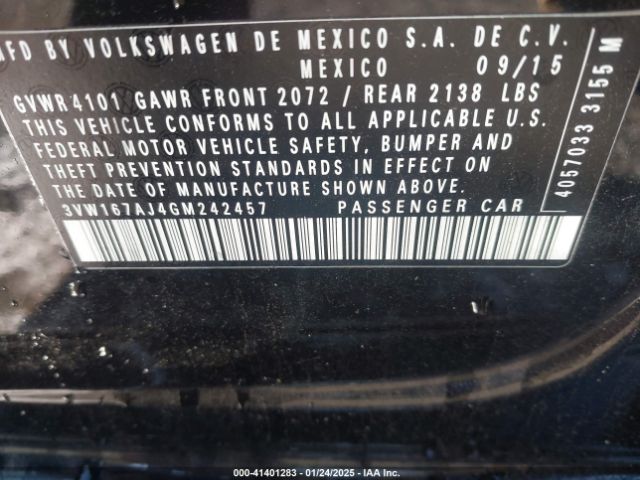 3VW167AJ4GM242457 Volkswagen Jetta 1.4t S