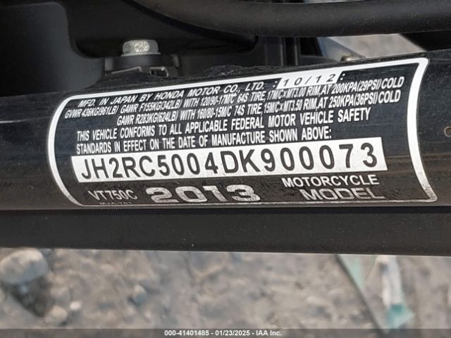 2013 HONDA VT750 JH2RC5004DK900073 Photo 9
