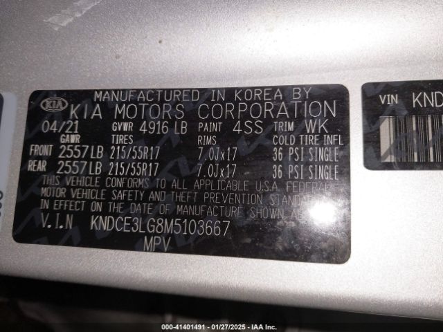 KNDCE3LG8M5103667 KIA Niro Ev Ex Premium