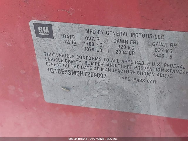 Chevrolet Cruze Lt Auto 2017 1G1BE5SM5H7209897 Image 9
