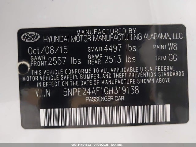 Hyundai SONATA SE 2016 5NPE24AF1GH319138 Image 9