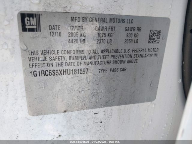 1G1RC6S5XHU181597 Chevrolet VOLT LT