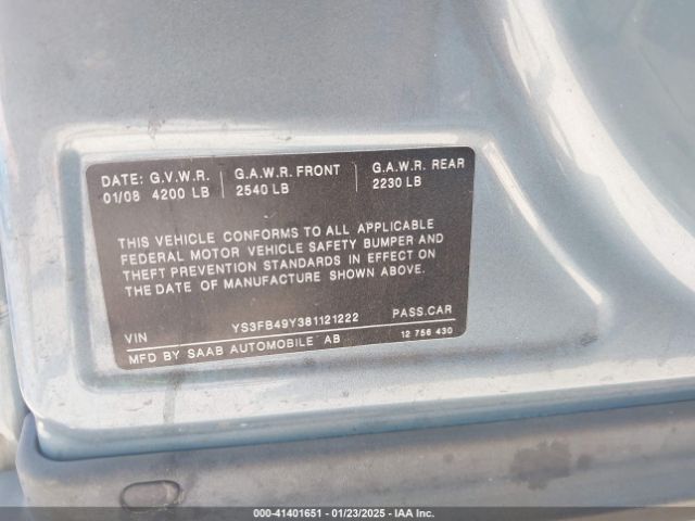 2008 SAAB 9-3 YS3FB49Y381121222 Photo 8