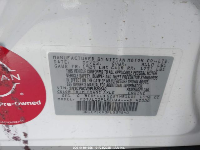 3N1CP5CV0PL539540 Nissan Kicks Sv Xtronic Cvt