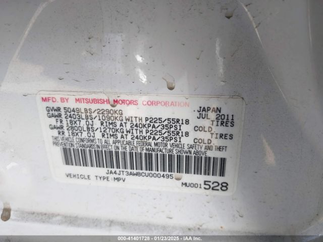 2012 MITSUBISHI OUTLANDER JA4JT3AW8CU000495 Photo 8