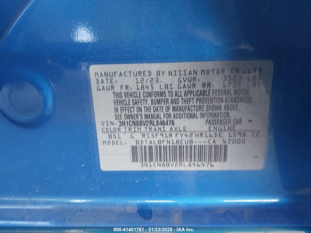 Nissan Versa 1.6 S 2024 3N1CN8BV2RL846476 Image 9