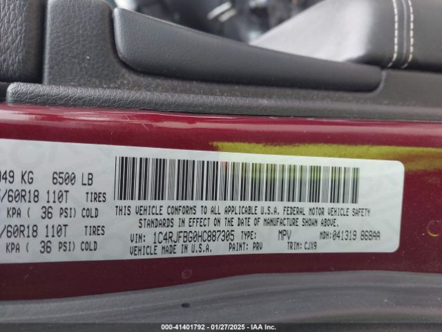 1C4RJFBG0HC887305 Jeep Grand Cherokee Limited 4x4