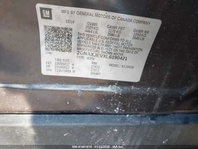 2GNAXJEVXL6190421 Chevrolet Equinox Fwd 2fl