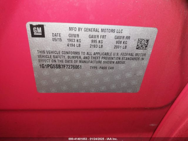 1G1PG5SB7F7276061 Chevrolet CRUZE LTZ