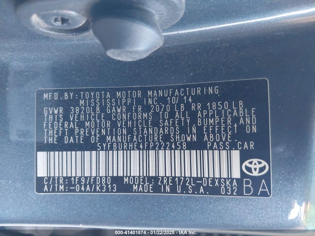 Toyota Corolla S Plus 2015 5YFBURHE4FP222458 Image 9