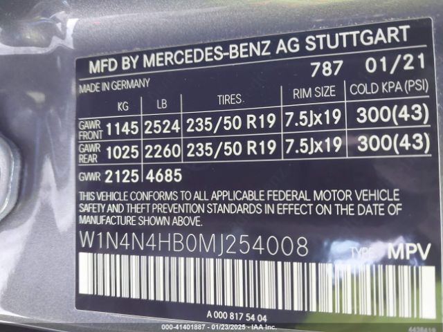 W1N4N4HB0MJ254008 Mercedes-Benz Gla 250 4matic
