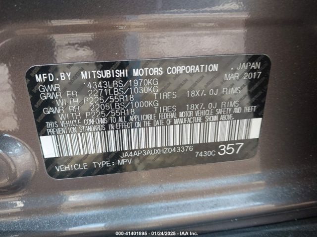 JA4AP3AUXHZ043376 Mitsubishi Outlander Sport 2.0 Es/2.0 Le