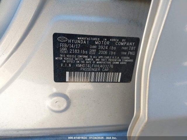 Hyundai ELANTRA SE 2017 KMHD74LFXHU403276 Image 9