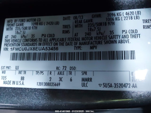 Ford Escape Titanium 2014 1FMCU0JX8EUA53456 Image 9
