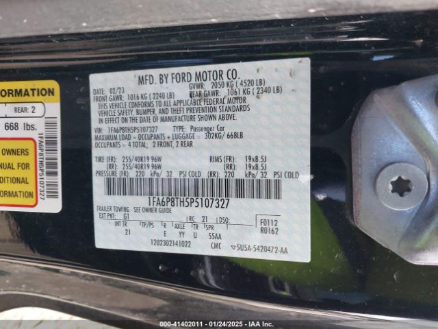 1FA6P8TH5P5107327 Ford Mustang Ecoboost Fastback