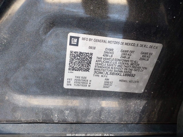 Chevrolet Trax Lt 2019 3GNCJLSBXKL189652 Image 9