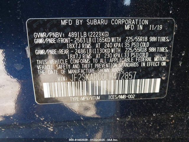 JF2SKARC0LH472857 Subaru Forester Sport