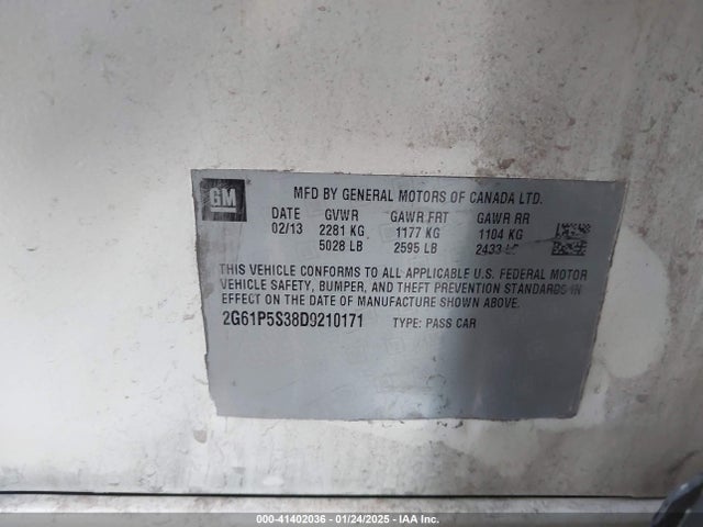 2013 CADILLAC XTS 2G61P5S38D9210171 Photo 8