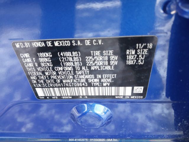 3CZRU6H17KG709643 Honda HR-V SPORT