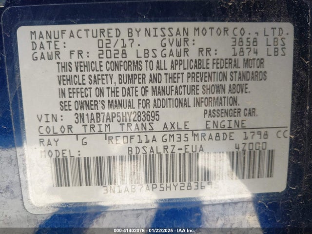 Nissan SENTRA SR 2017 3N1AB7AP5HY283695 Image 9