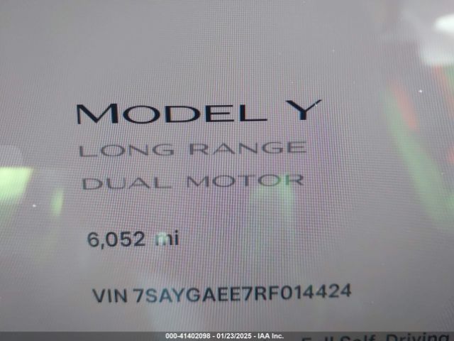 7SAYGAEE7RF014424 Tesla Model Y Long Range Dual Motor All-wheel Drive