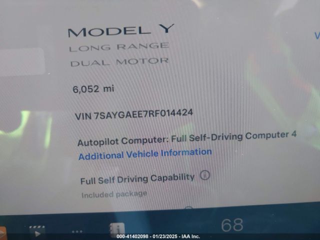 7SAYGAEE7RF014424 Tesla Model Y Long Range Dual Motor All-wheel Drive