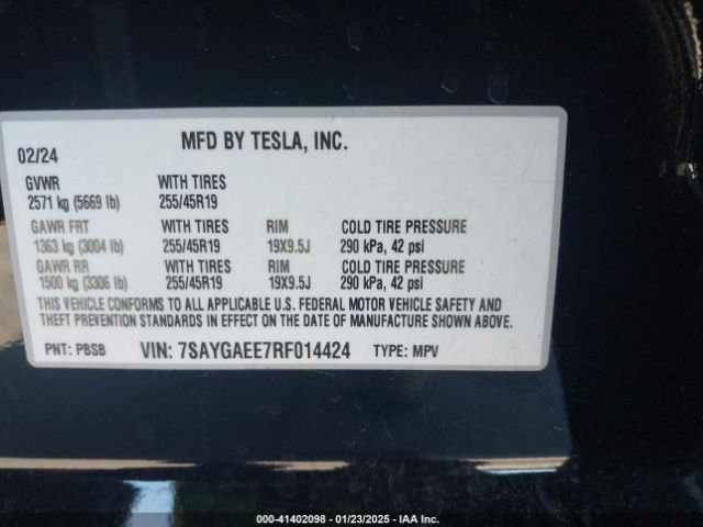 7SAYGAEE7RF014424 Tesla Model Y Long Range Dual Motor All-wheel Drive