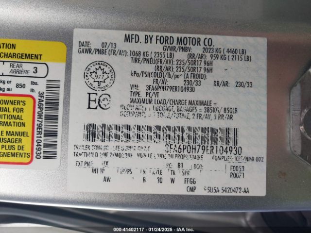 3FA6P0H79ER104930 Ford FUSION SE