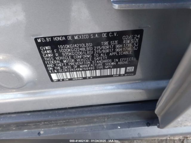 3CZRZ2H34RM768480 Honda Hr-v Awd Lx